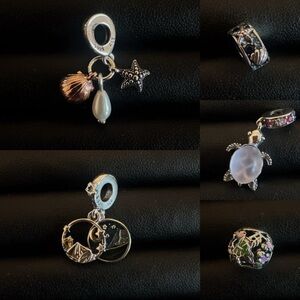 Ocean 925 Sterling Silver 5 Charms Set Bracelet Boho Coastal Beach Jewelry Gift